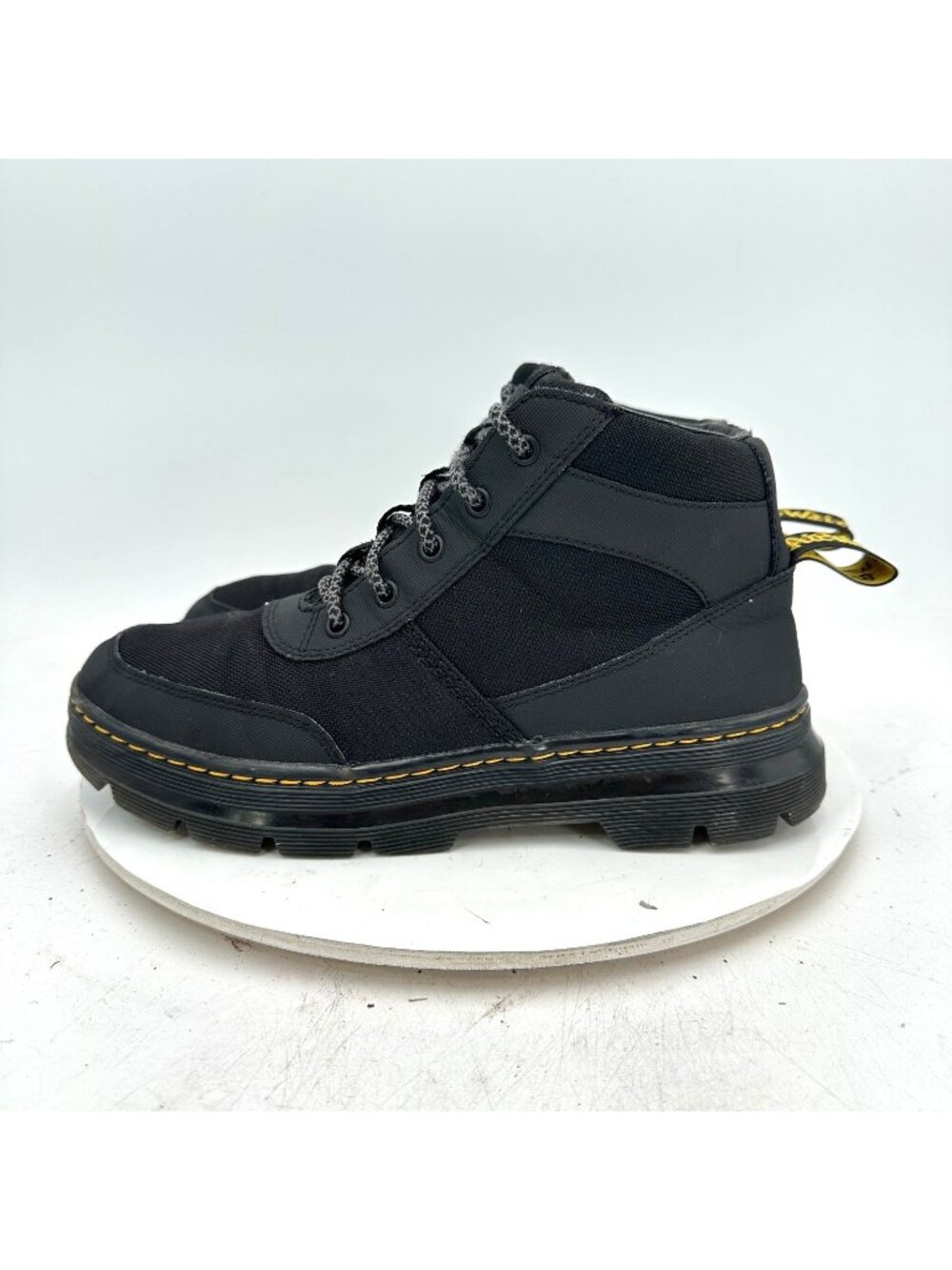 Dr. Martens Bonny Tech Men Size 9 Black Leather Yellow Stitch Chukka Boot